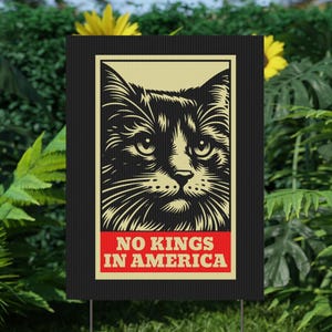 Subtle Anti Trump Protest Plastic Yard Sign, Political Activist Lawn Decoration, Democracy Has No Kings, Resistance No Kings in America 1776