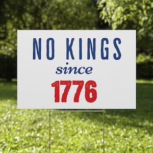 Subtle Anti Trump Protest Plastic Yard Sign, Political Activist Lawn Decoration, Democracy Has No Kings, Resistance No Kings in America 1776