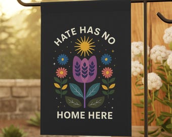 Bandera de jardín, pancarta anti-Trump, el odio no tiene cabida aquí, cartel de protesta política, decoración del movimiento de resistencia, bandera liberal para exteriores, activista