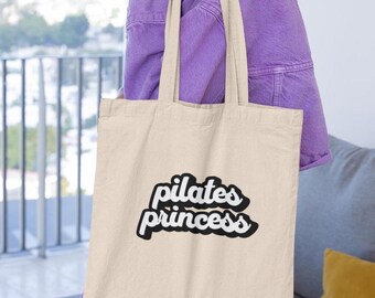 Pilates Princess Cotton Tote Bag, Personalized Pilates Accessories perfect as a Christmas Gift for Instructor, Custom Friend Group Gift