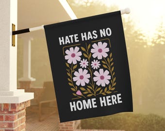 Bandera de jardín, pancarta anti-Trump, el odio no tiene cabida aquí, cartel de protesta política, decoración del movimiento de resistencia, bandera liberal para exteriores, activista