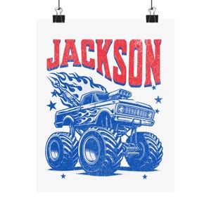 Monster Truck Room Decor, Monster Truck Matte Vertical Poster, Personalized