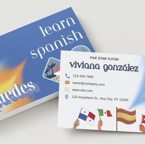 Sjabloon voor visitekaartjes Spaanse taal: aanpasbaar en professioneel ontwerp voor docenten Spaans