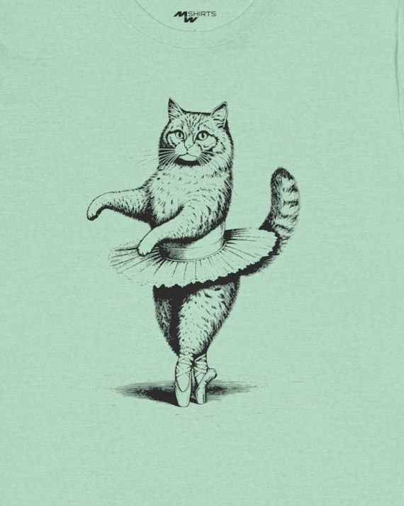バレエキャットTシャツ - ヴィンテージ彫刻スタイルの踊る猫のギフト