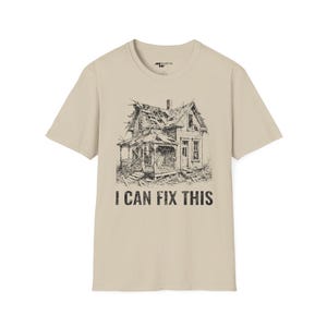Vintage Fixer Upper Unisex Softstyle T-Shirt, Old House Engraving, I Can Fix This, Renovation Shirt, Home Improvement Tee, DIY Gift for