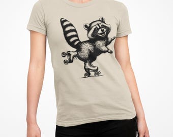 Camiseta Softstyle de mapache juguetón en patines