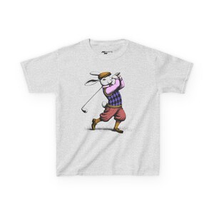 Whimsical Bunny Golf Kids Tee, Golf Shirt for Kids, Animal T-Shirt, Cute Kids Apparel, Birthday Gift for Kids