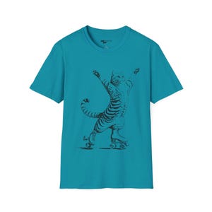 T-shirt kat op rolschaatsen, vintage kattenliefhebbercadeau afbeelding 8