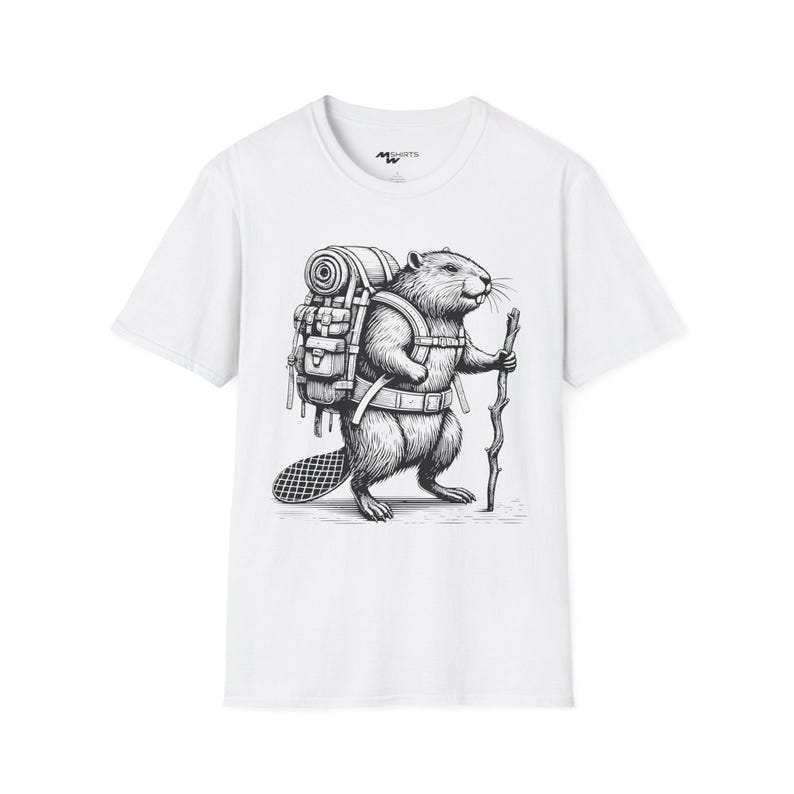 Camiseta gráfica de Castor aventurero: regalo de ropa de senderismo natural imagen 2