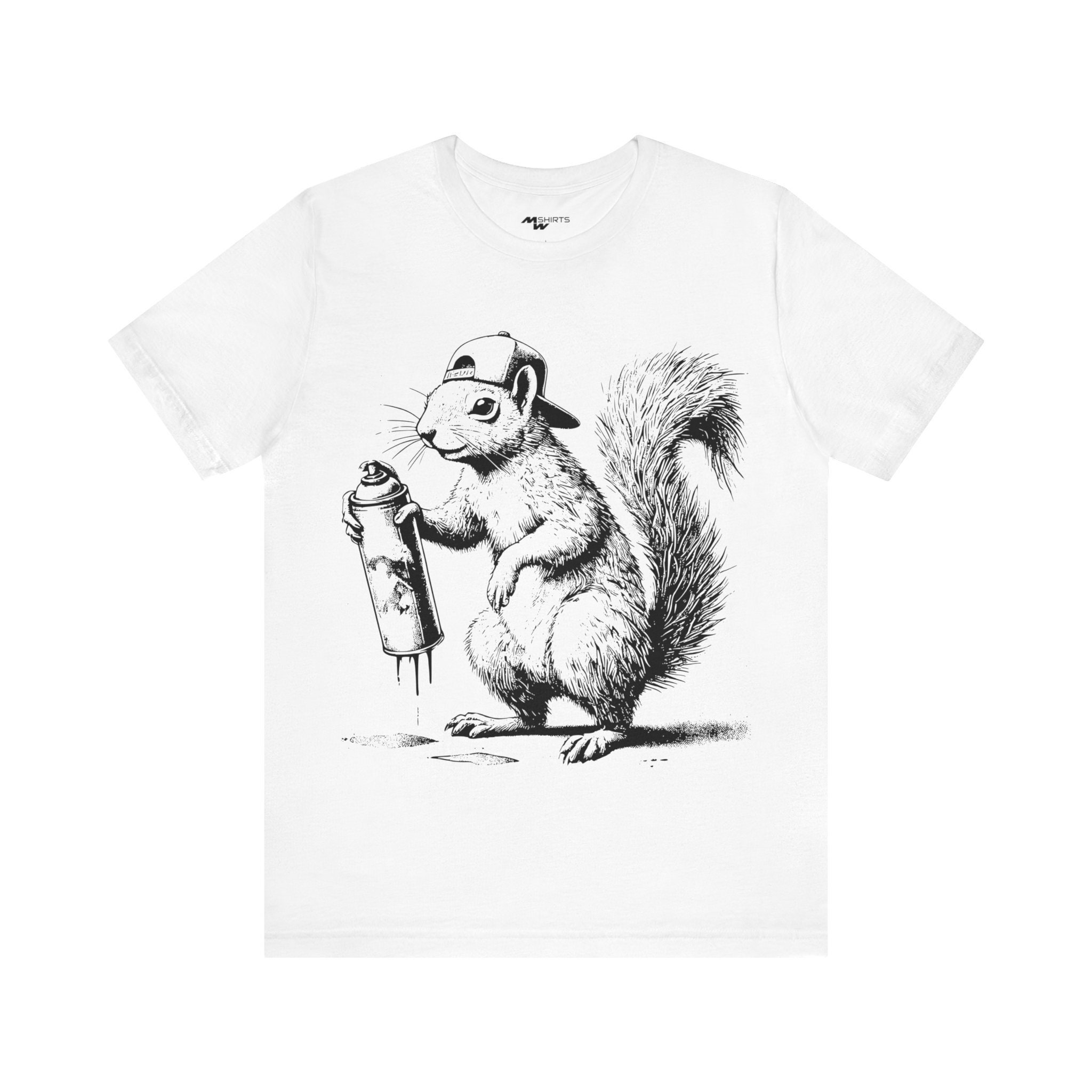 Graffiti Squirrel T-shirt - Copper Engraving Vintage Style/ Unisex