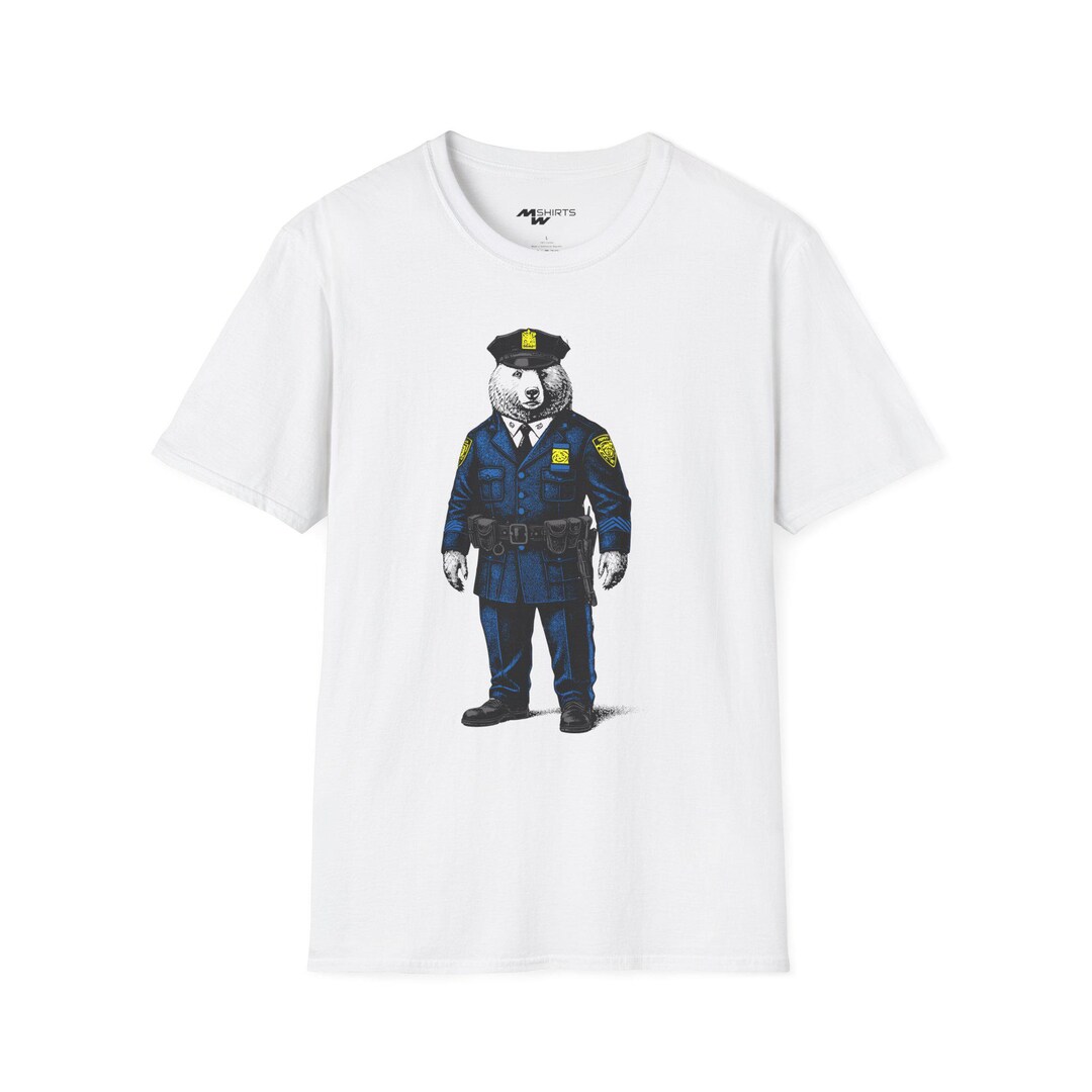 ヴィンテージベア彫刻カラー警察制服ユニセックスソフトスタイルT