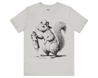 Graffiti Squirrel T-shirt - Copper Engraving Vintage Style/ Unisex