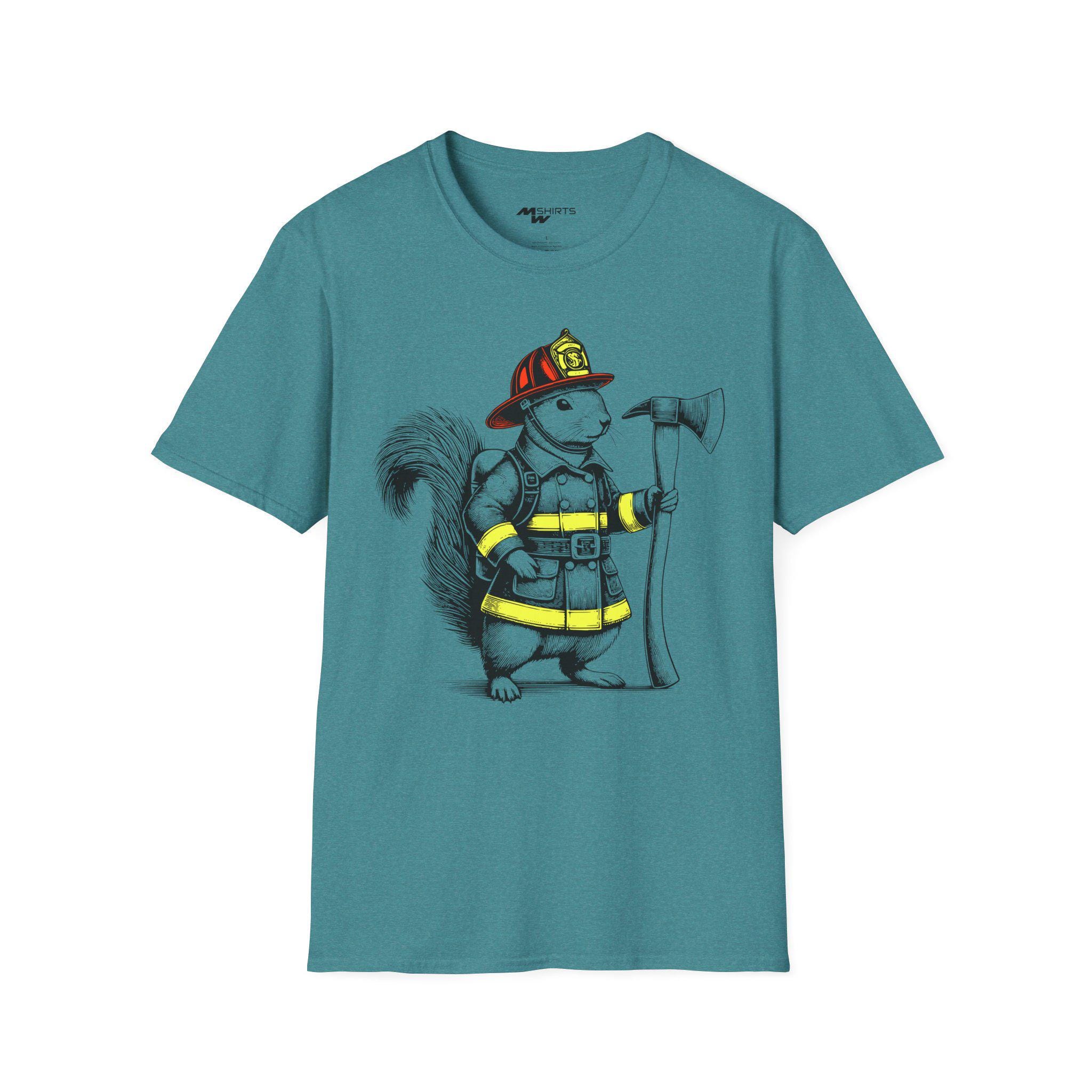 消防士のリスTシャツ：ヴィンテージ彫刻スタイルの救急隊員への贈り物 
