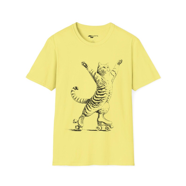 T-shirt kat op rolschaatsen, vintage kattenliefhebbercadeau afbeelding 14