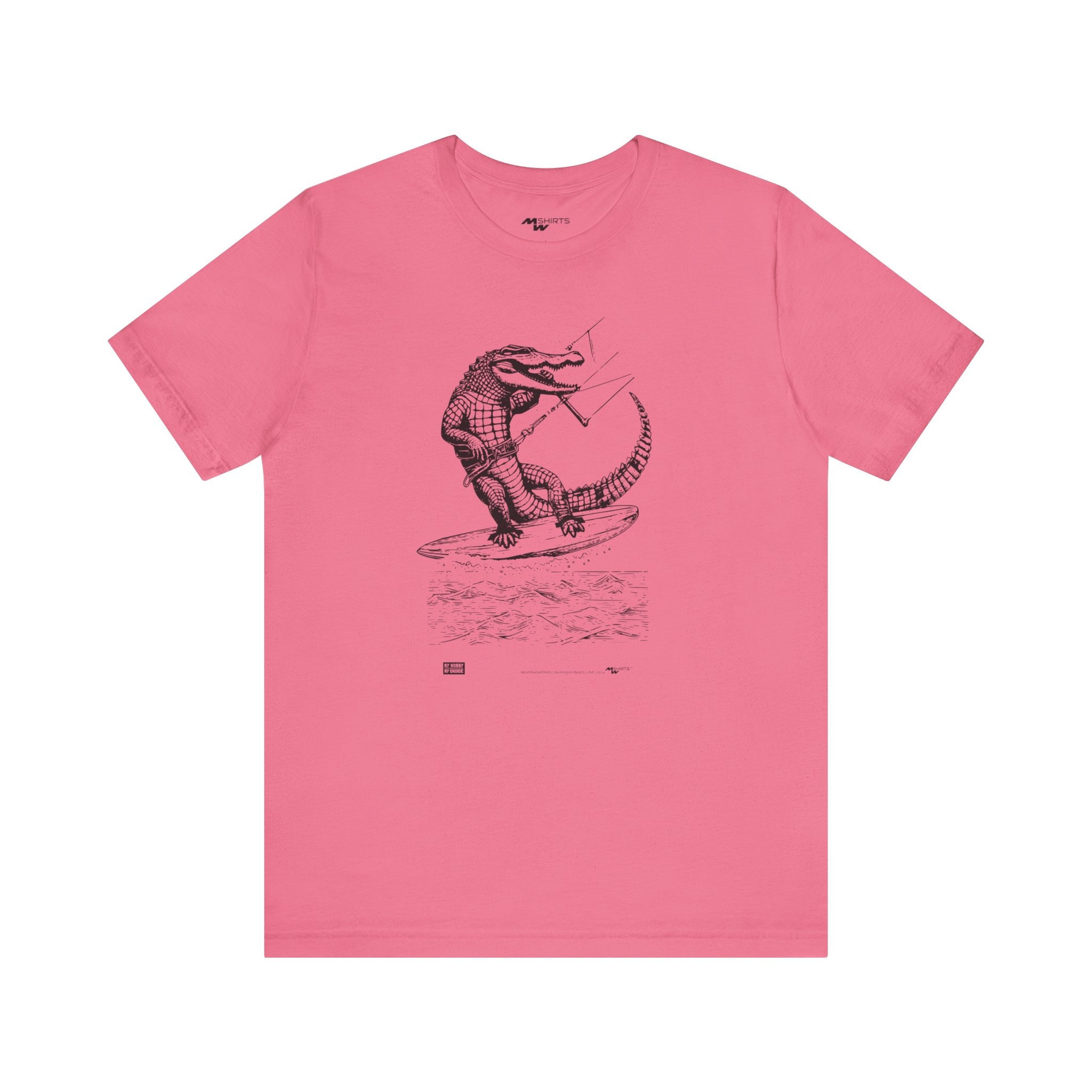 Kite Surfing Crocodile T-shirt - Copper Engraving Vintage Style