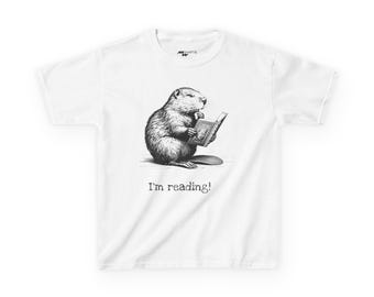 Reading Beaver kinder-T-shirt: boekenwurmcadeau