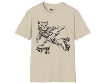 Roller skating Cat T-Shirt: Cat Lover Gift