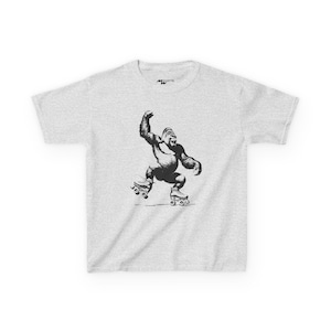 Kinder rolschaatsen Gorilla T-shirt - leuk kinder T-shirt, Cartoon Art T-shirt, speels grafisch shirt, uniek verjaardagscadeau, jeugdkleding