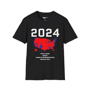 Camiseta com mapa dos resultados das eleições de 2024/camiseta unissex Softstyle