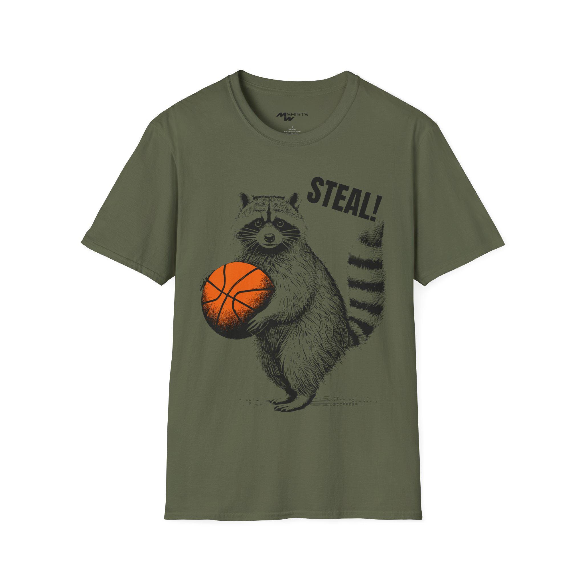 BALL LINE RACCOONS BASKETBALL Tシャツ XXL Basketball Raccoon Steal/ Vintage-style T-shirt/ Unisex Softstyle