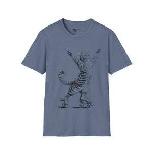 T-shirt kat op rolschaatsen, vintage kattenliefhebbercadeau afbeelding 11