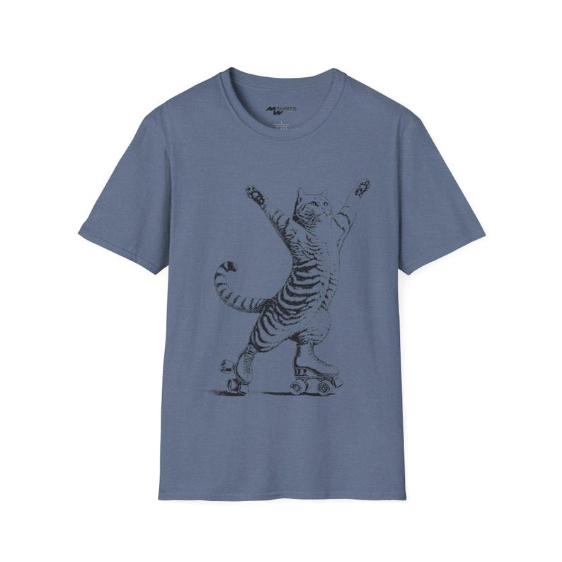 T-shirt kat op rolschaatsen, vintage kattenliefhebbercadeau afbeelding 11