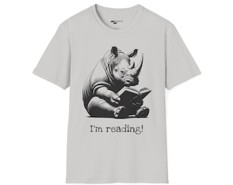 Rhino Reading Book T-Shirt - Perfect Bookworm Gift