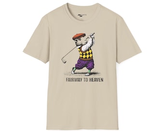 Fairway to Heaven/ Engraving-Style Golfing Guinea Pig T-Shirt/ Golf is strong in mty Family Unisex Softstyle T-Shirt