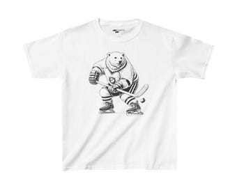 Kids Polar Bear Hockey Tee: Vintage Graphic Children's T-Shirt