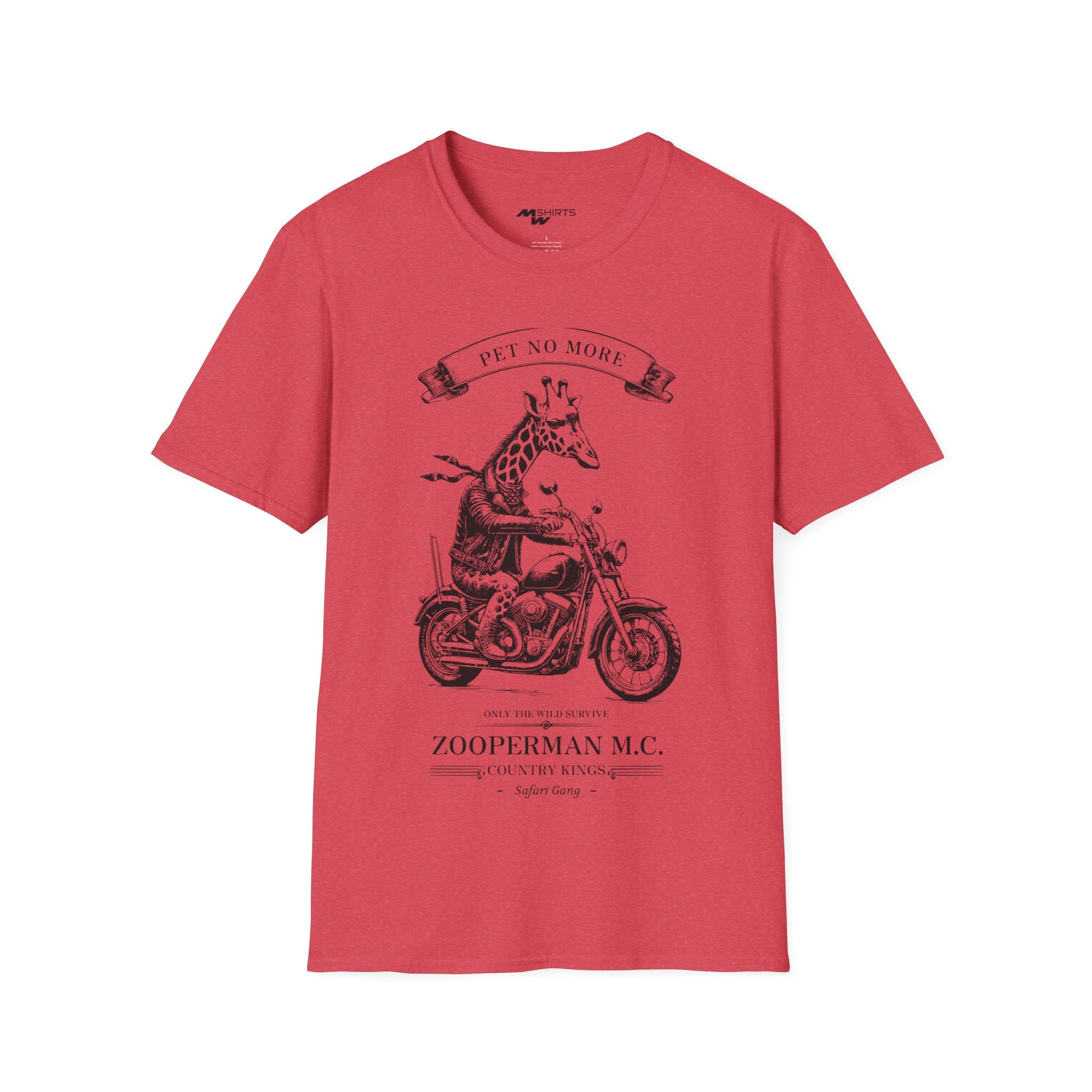 バイクに乗ったキリンのロッカー T シャツ - 銅版画スタイル / ユニ