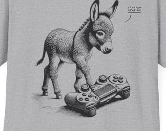Gamer Donkey T-Shirt: "GG'S" Copper Engraving Style