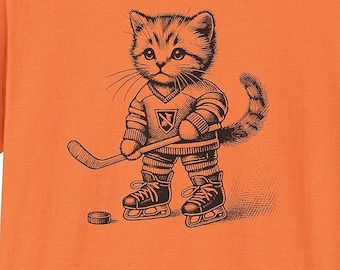 Gegraveerd T-shirt ijshockey kitten/uniseks softstyle-T-shirt