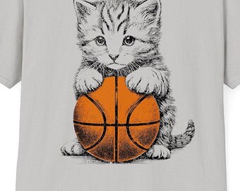 Basketball Kitten Vintage-Style T-Shirt/ Unisex Softstyle T-Shirt