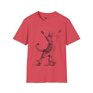 T-shirt kat op rolschaatsen, vintage kattenliefhebbercadeau afbeelding 13