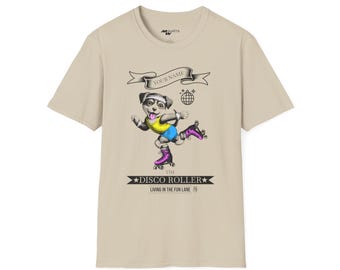 Disco Roller Puppy T-Shirt: Retro Roller Skating Gift