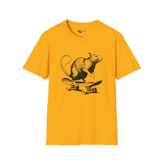Rat on Skateboard T-shirt: Urban Copper Engraved Style Tee - Etsy