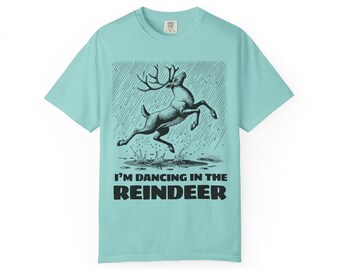 T-shirt met dansend rendier | Vintage schets vakantieontwerp