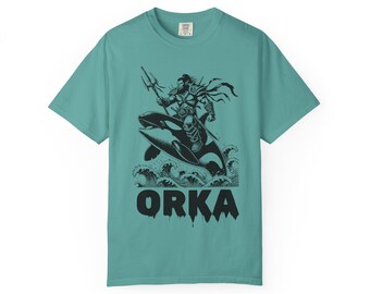 Orka Reiter T-Shirt | Orca Wal Illustration, 'Orka' Text