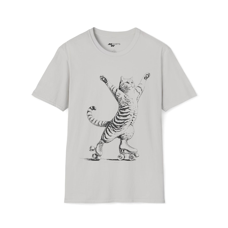 T-shirt kat op rolschaatsen, vintage kattenliefhebbercadeau afbeelding 2