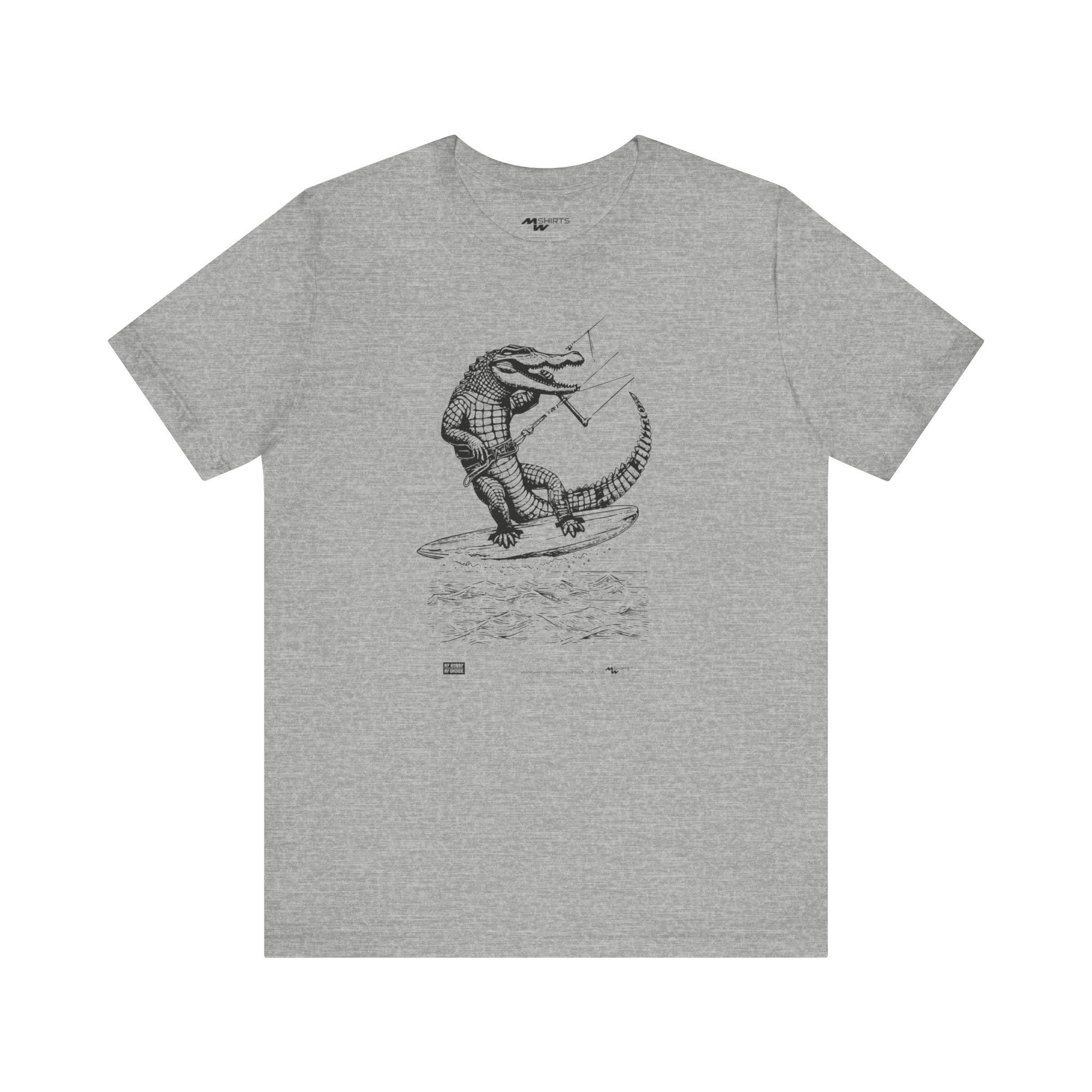 Kite Surfing Crocodile T-shirt - Copper Engraving Vintage Style