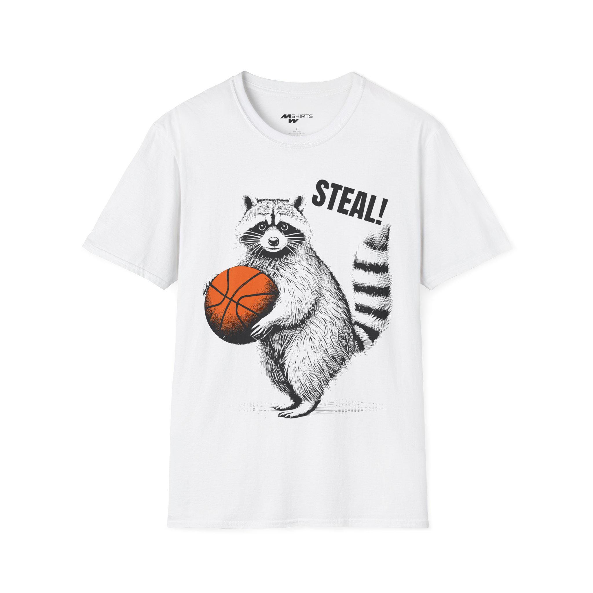 BALL LINE RACCOONS BASKETBALL Tシャツ XXL Basketball Raccoon Steal/ Vintage-style T-shirt/ Unisex Softstyle