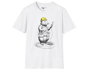 Engraving-Style Electrician Beaver/ Unisex Softstyle T-Shirt
