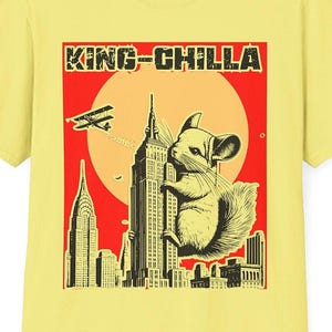 Camiseta cómica King-Chilla: Chinchilla trepando por el Empire State Building