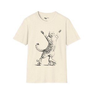 T-shirt kat op rolschaatsen, vintage kattenliefhebbercadeau afbeelding 10