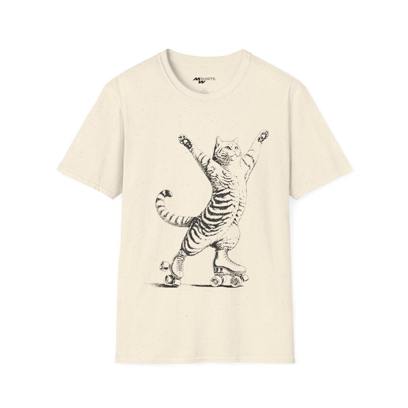T-shirt kat op rolschaatsen, vintage kattenliefhebbercadeau afbeelding 10