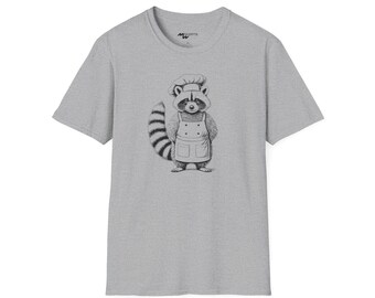 Graverad tvättbjörnskock-t-shirt/unisex mjuk t-shirt