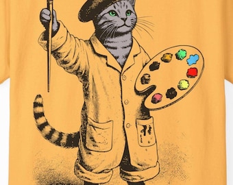 Artistic Cat Color Pop T-Shirt: Engraved Style Arts Lover Gift