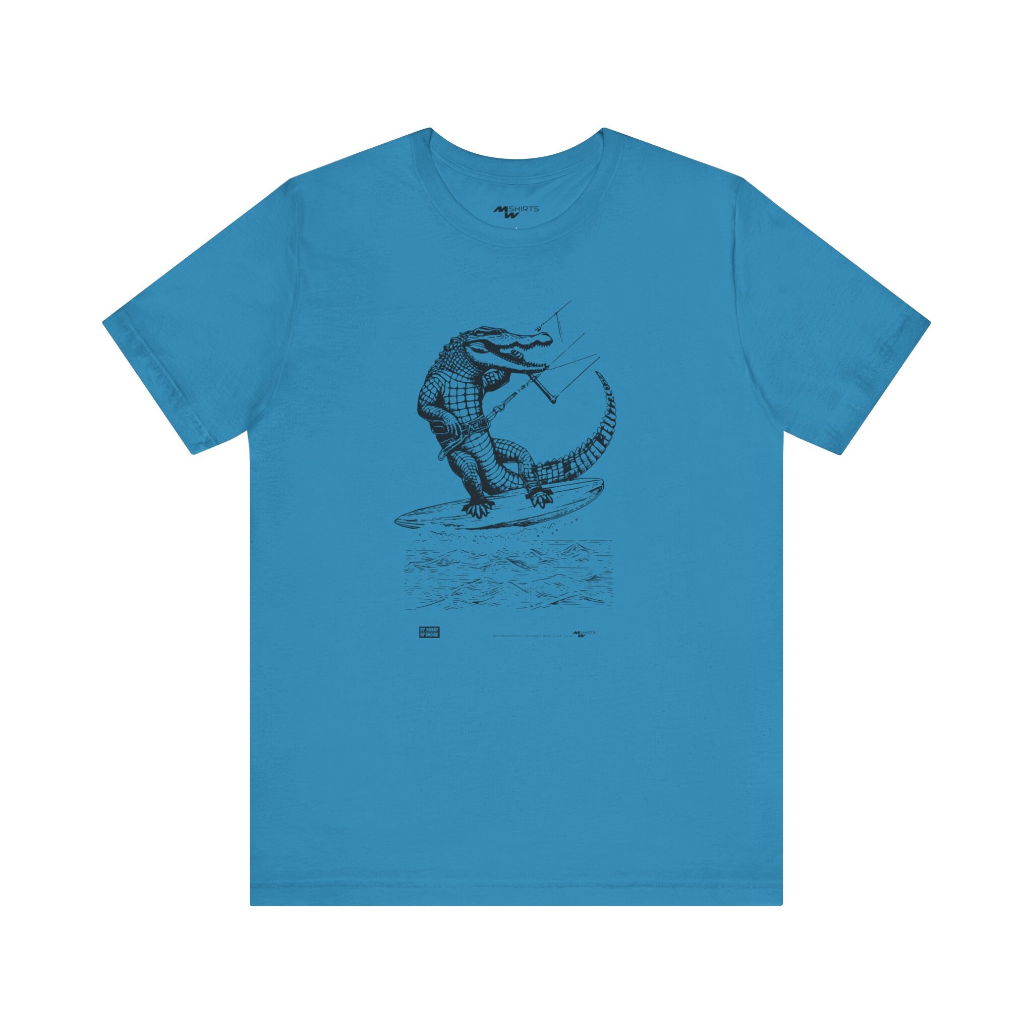 Kite Surfing Crocodile T-shirt - Copper Engraving Vintage Style