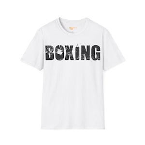 T-shirt créatif BOXE - Gant de boxe et sac de boxe au design unique - T-shirt de boxe homme et femme - T-shirt typographie sportive