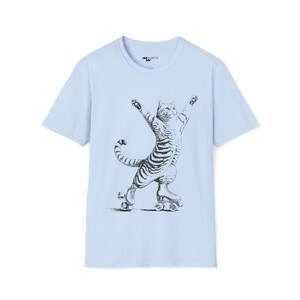 T-shirt kat op rolschaatsen, vintage kattenliefhebbercadeau afbeelding 7